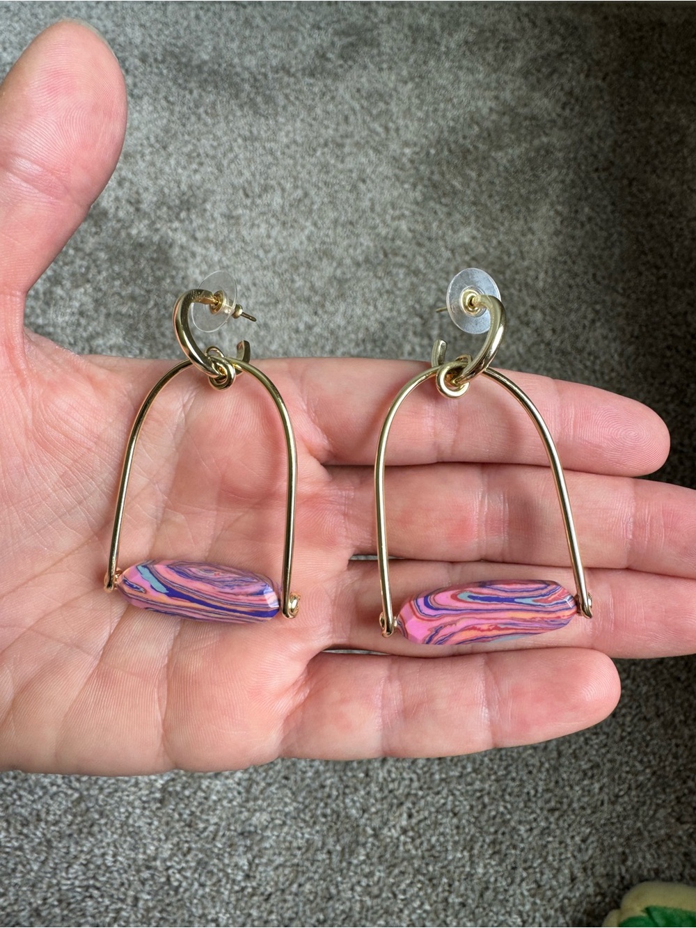 Kendra Scott Gold Earrings, Multi-color Pink Stone